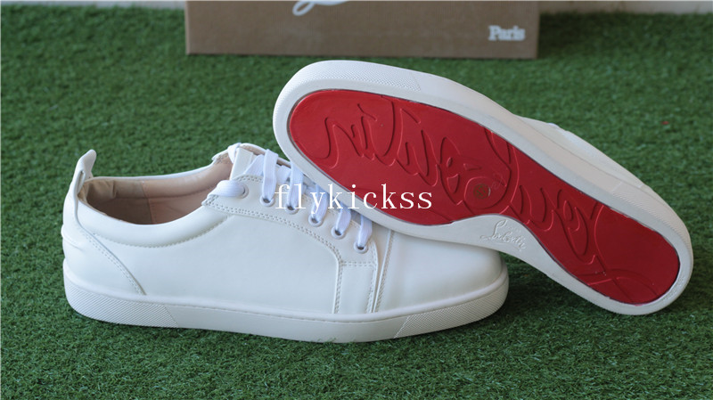 Christian Louboutin Louis Spikes Flat Low Top White